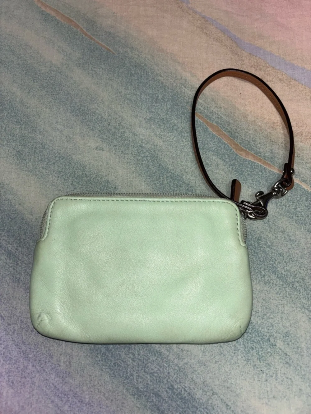 Coach Mint and Yellow Wristlet